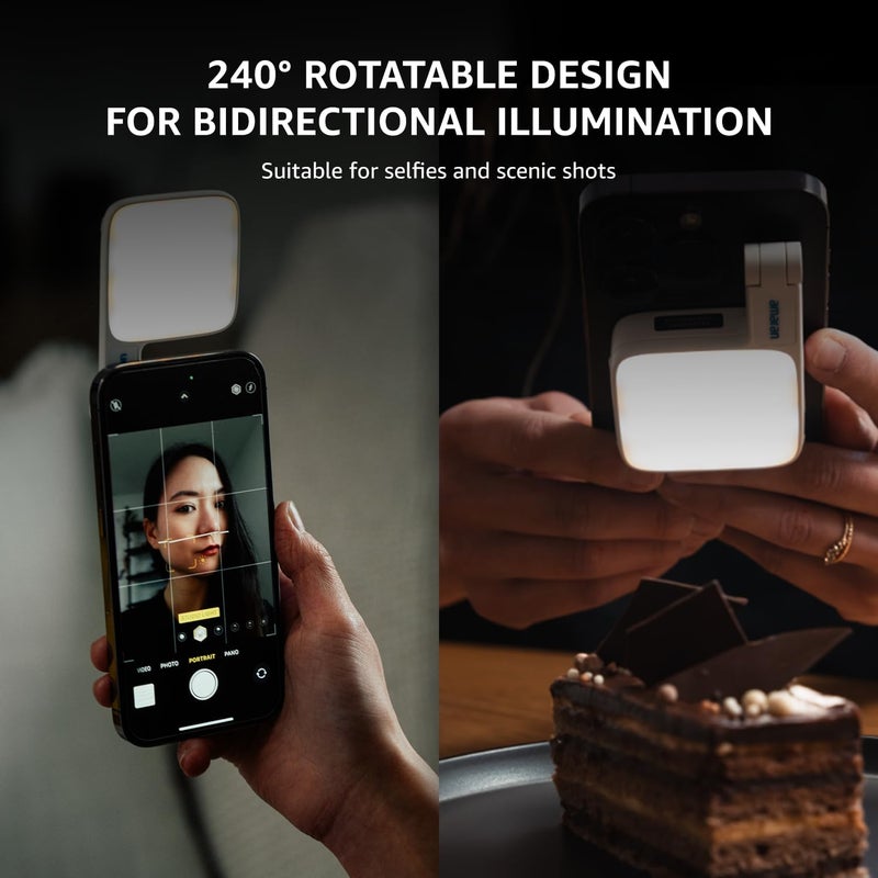 AMARAN Go Compatible with MagSafe Mini Phone Light, Portable LED Light for Selfie, Makeup, Video Conference, TikTok (White) - Image 5